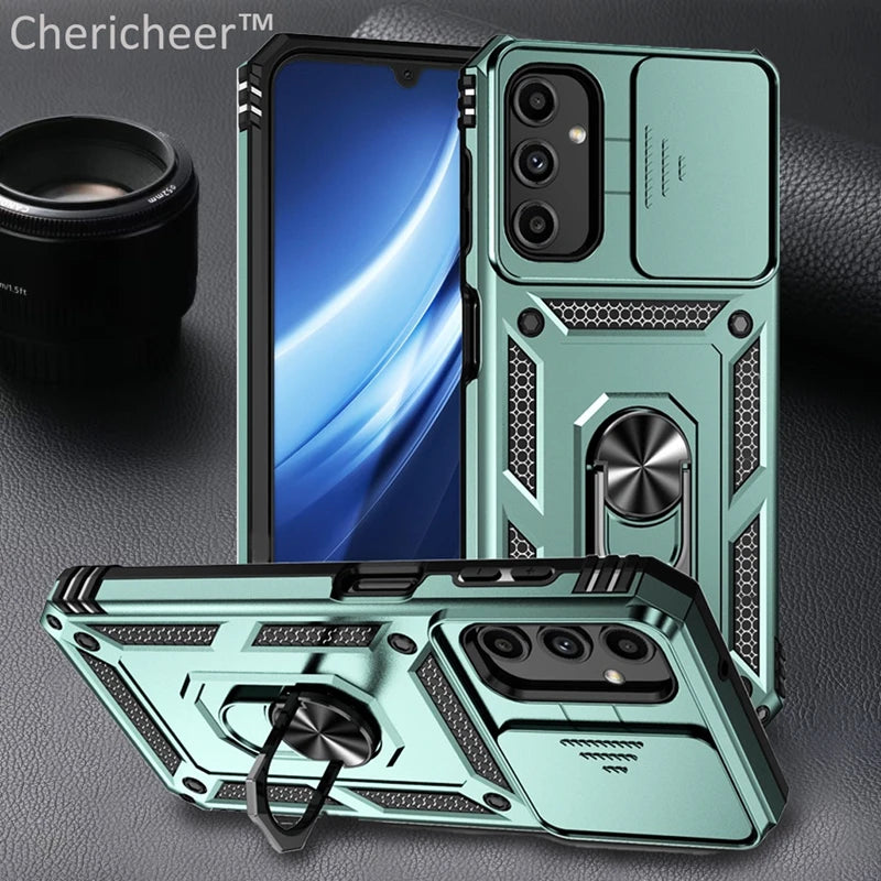 📱 Funda Galaxy S24 FE/Plus/Ultra | Militar Ring con tapa deslizante para cámara