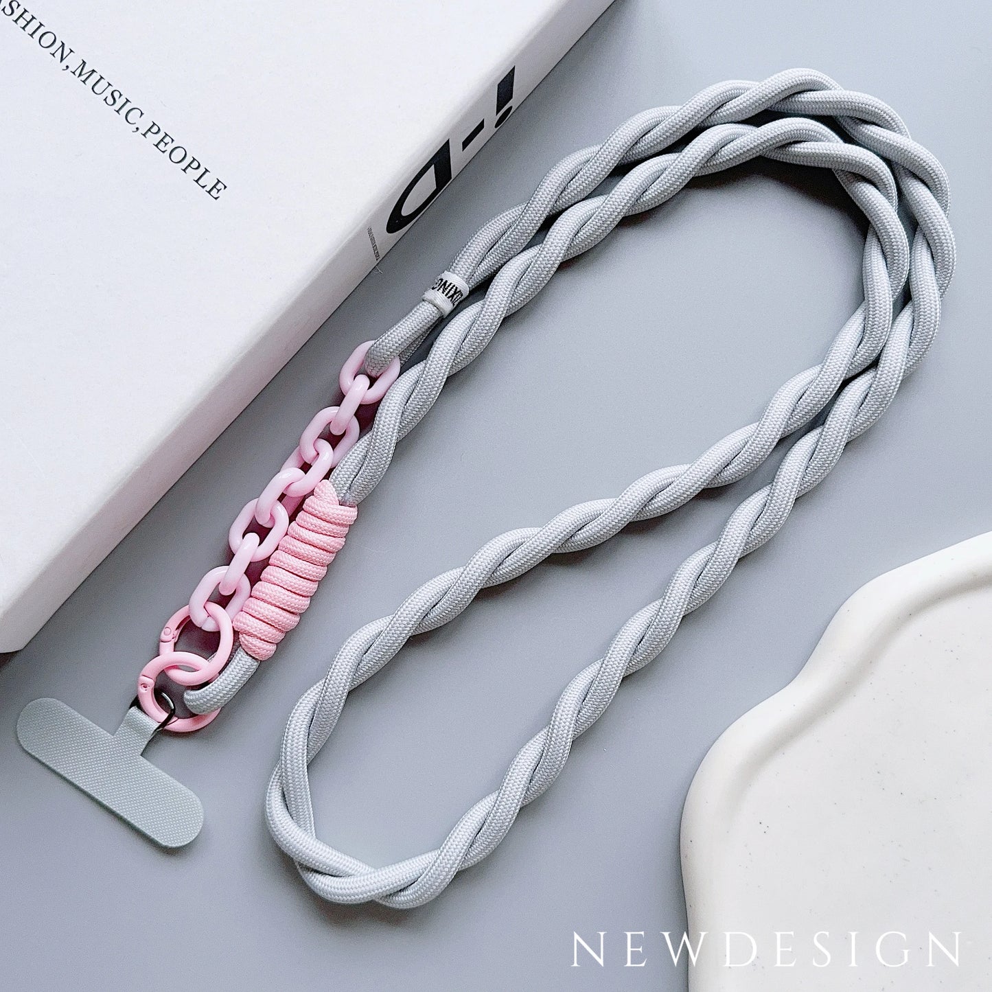 🎀 Lanyard lindo para celular – Correa acrílica universal cruzada con clip, cuerda para cuello y pulsera anticaída