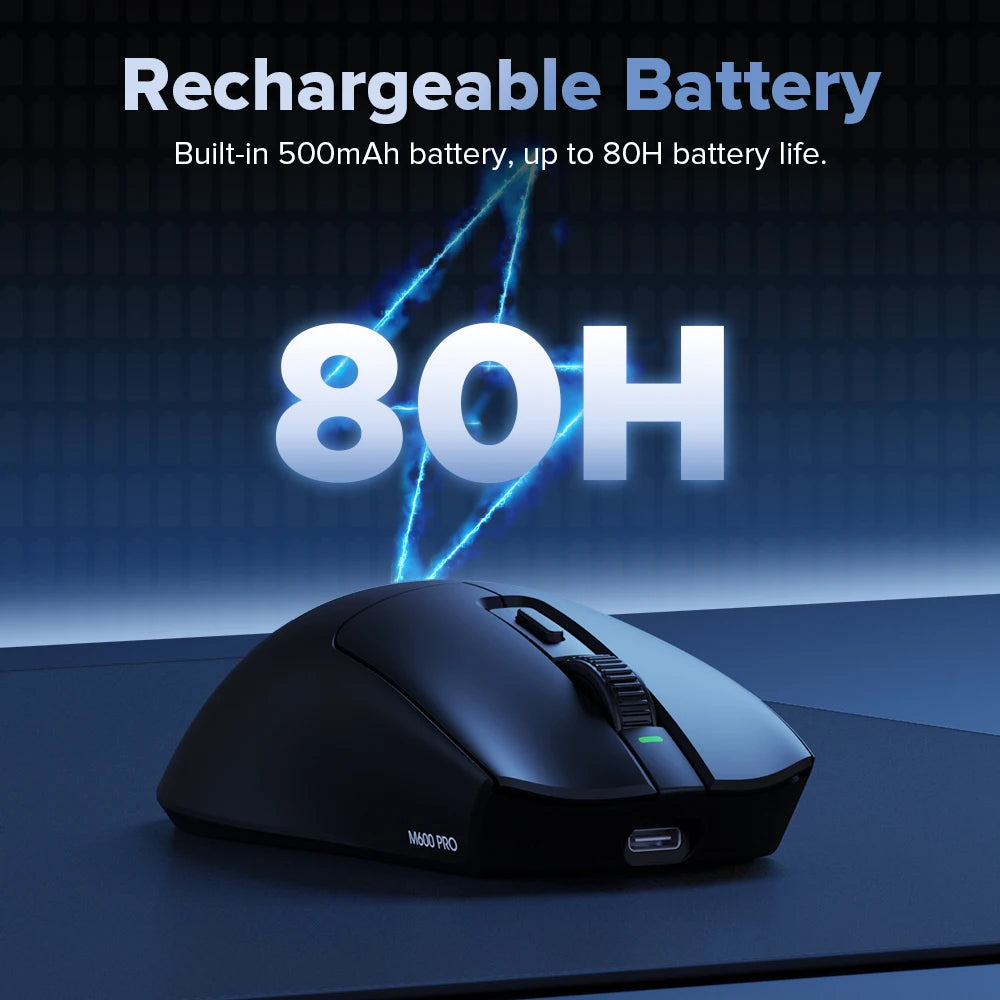 Delux 🖱️ M600 Series Gaming Mouse | 52g Ligero Conexión 2.4G + Alámbrico 26000 DPI Recargable Para PC Gamer y Manos Pequeñas