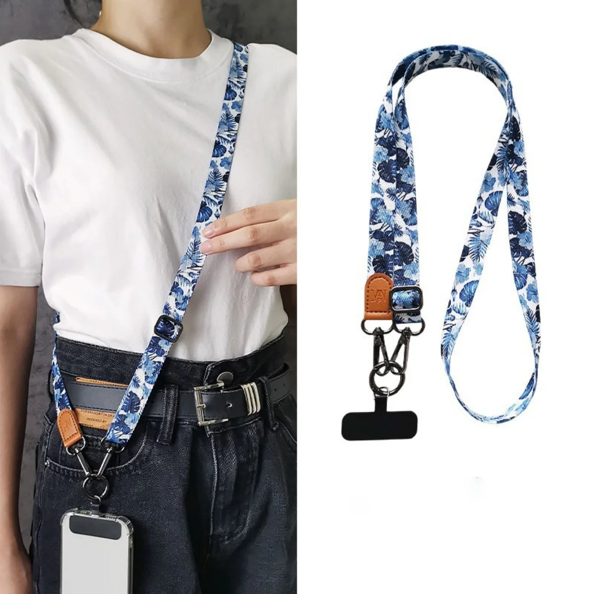 🎀 Lanyard Retro Ajustable – Cinta cruzada con clip, universal e impermeable, ideal para tarjetas o celular