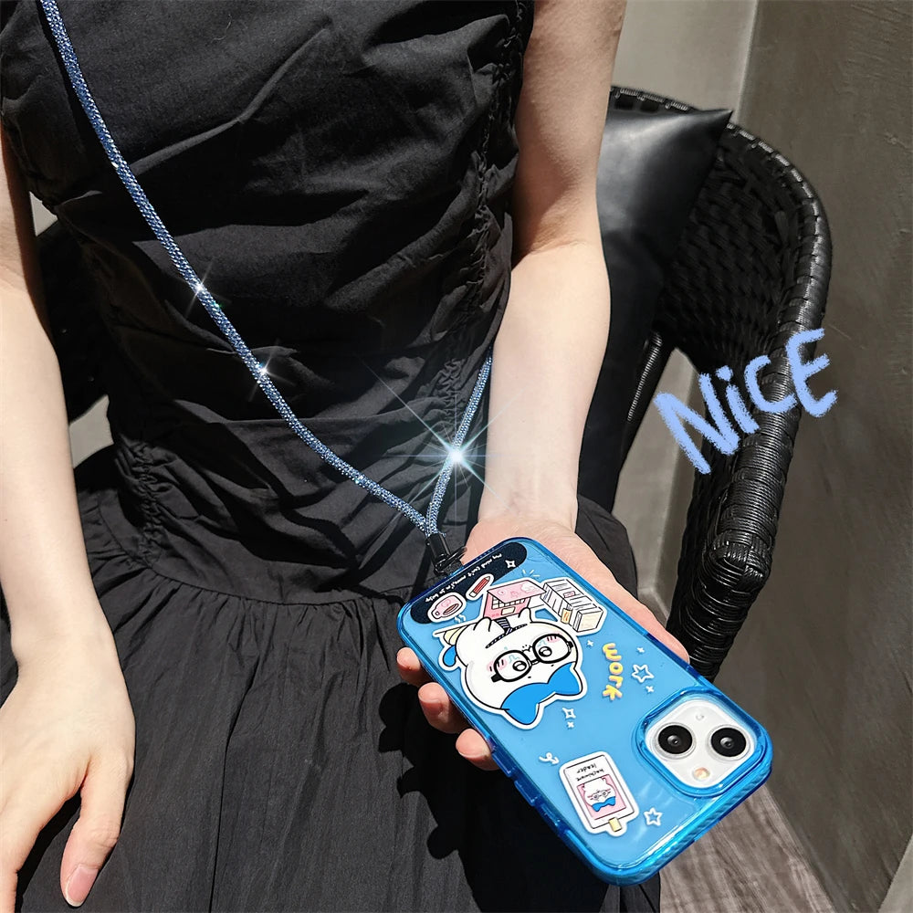 🎀 Lanyard de lujo con diamantes – Correa cruzada brillante para celular, pulsera y charm