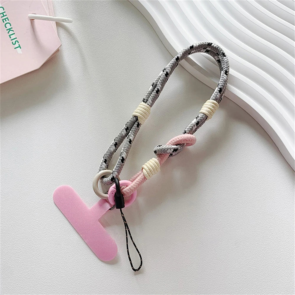 🎀 Lanyard de nailon elegante – Correa sencilla y colorida para celular con tarjeta y pulsera