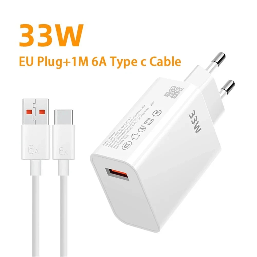 ⚡ Cargador Xiaomi Original 33W – Turbo Charge con Cable Tipo C de 6A