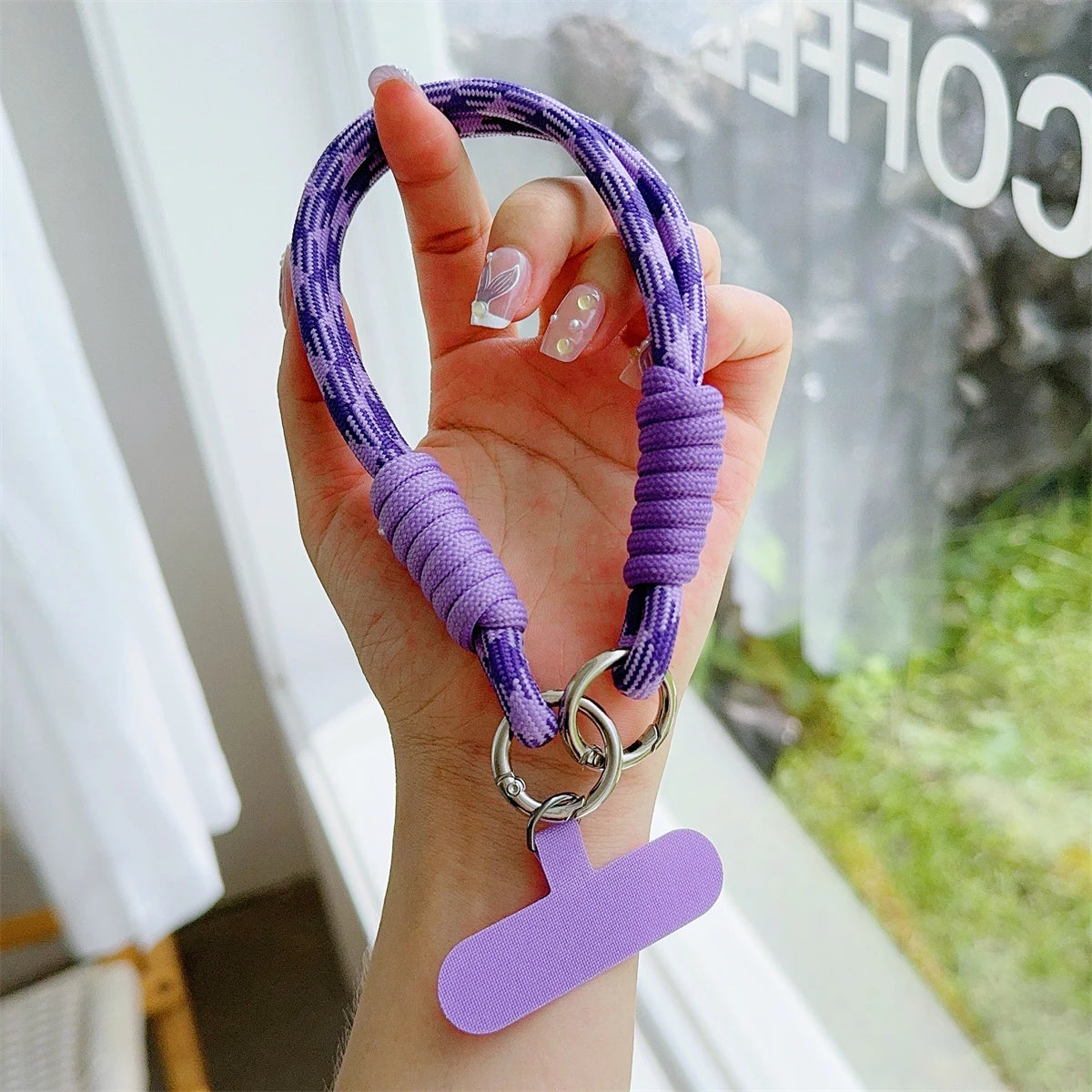 🎀 Lanyard con diseño en cuadrícula – Cuerda trenzada fuerte para muñeca, decoración anticaída