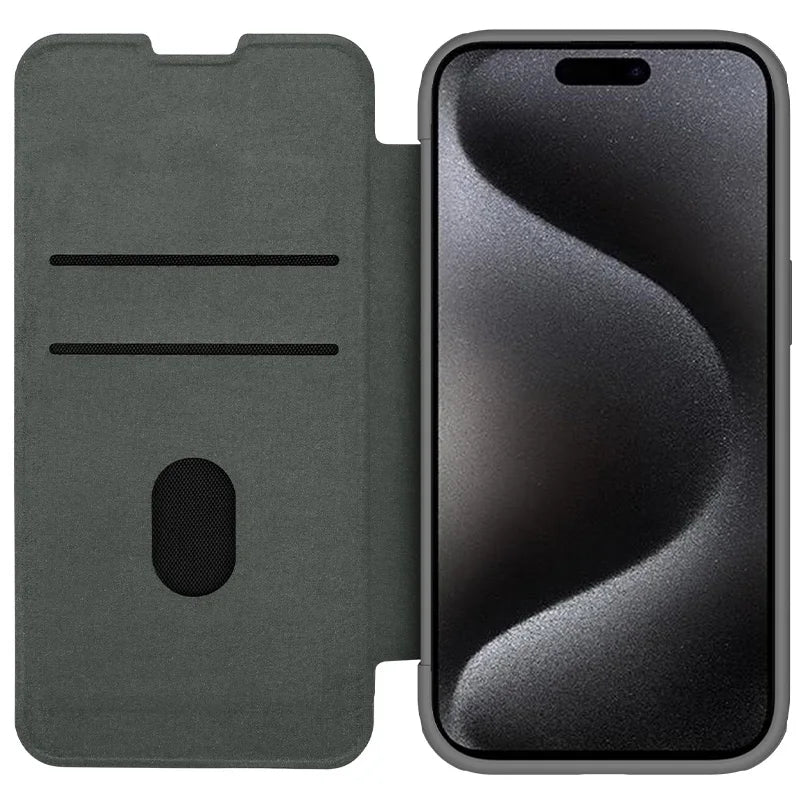 📱 Funda iPhone 15 Pro Max | Qin Pro Cuero con Ranura para Tarjetas y Cámara Deslizante | Nillkin