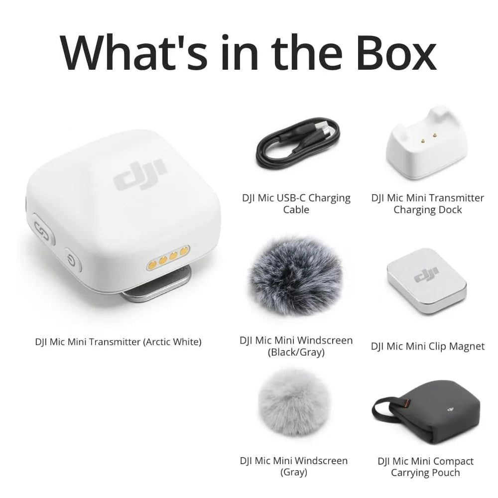 🎙️ Micrófono Inalámbrico DJI Mic Mini | Cancelación Inteligente de Ruido 🔇 Audio de Alta Calidad, Transmisión Estable