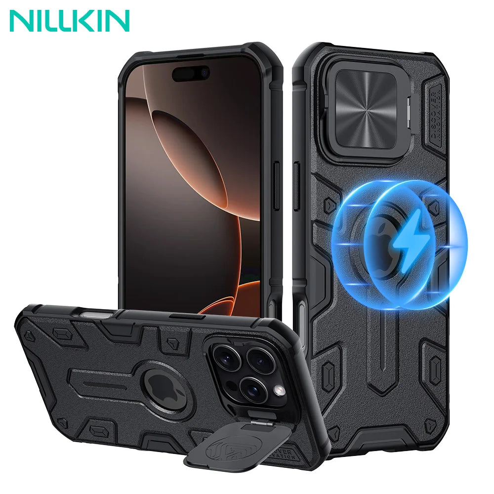 📱 Funda iPhone 16 Pro Max | Armor Prop Magsafe Antichoque con Soporte de Lente | Nillkin