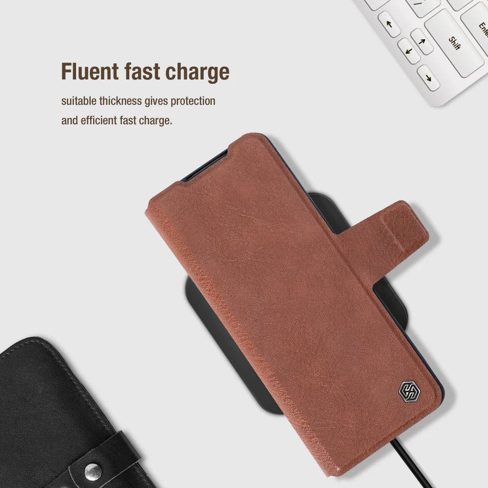 📱 Funda Galaxy Z Fold 6 para Z Fold 5 Aoge Cuero Lujo con Soporte y Ranura S-Pen Nillkin