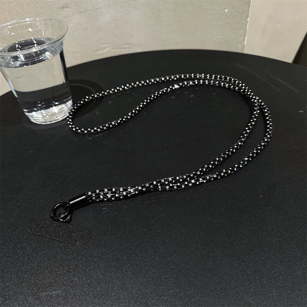🎀 Lanyard de lujo con diamantes – Correa cruzada brillante para celular, pulsera y charm