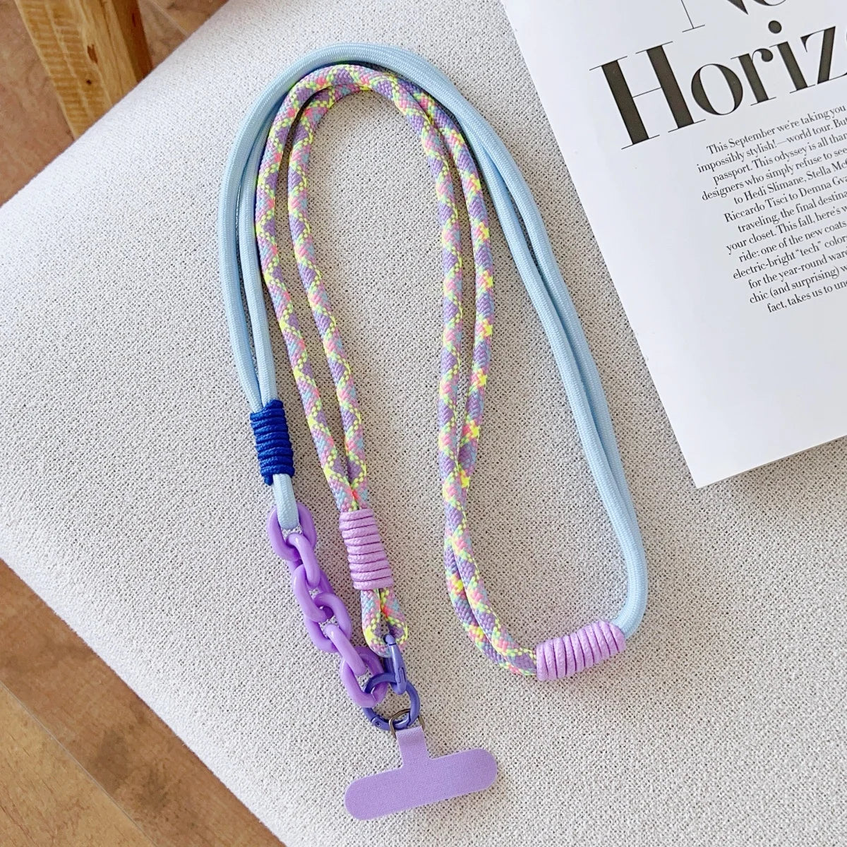 🎀 Lanyard Coreano de Moda – Correa cruzada de estilo moderno, con diseño tipo patchwork, ideal para uso diario y exterior