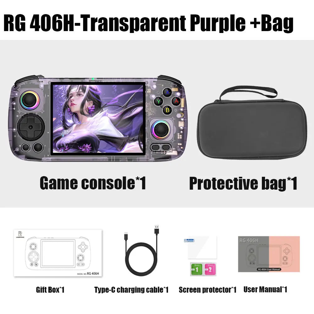 🎮🚀ANBERNIC RG406H – Potencia Android en Formato Retro Consola Portátil de 4" IPS, Android 13, Joysticks RGB y Más de 4000 Juegos