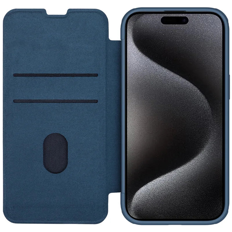 📱 Funda iPhone 15 Pro Max | Qin Pro Cuero con Ranura para Tarjetas y Cámara Deslizante | Nillkin