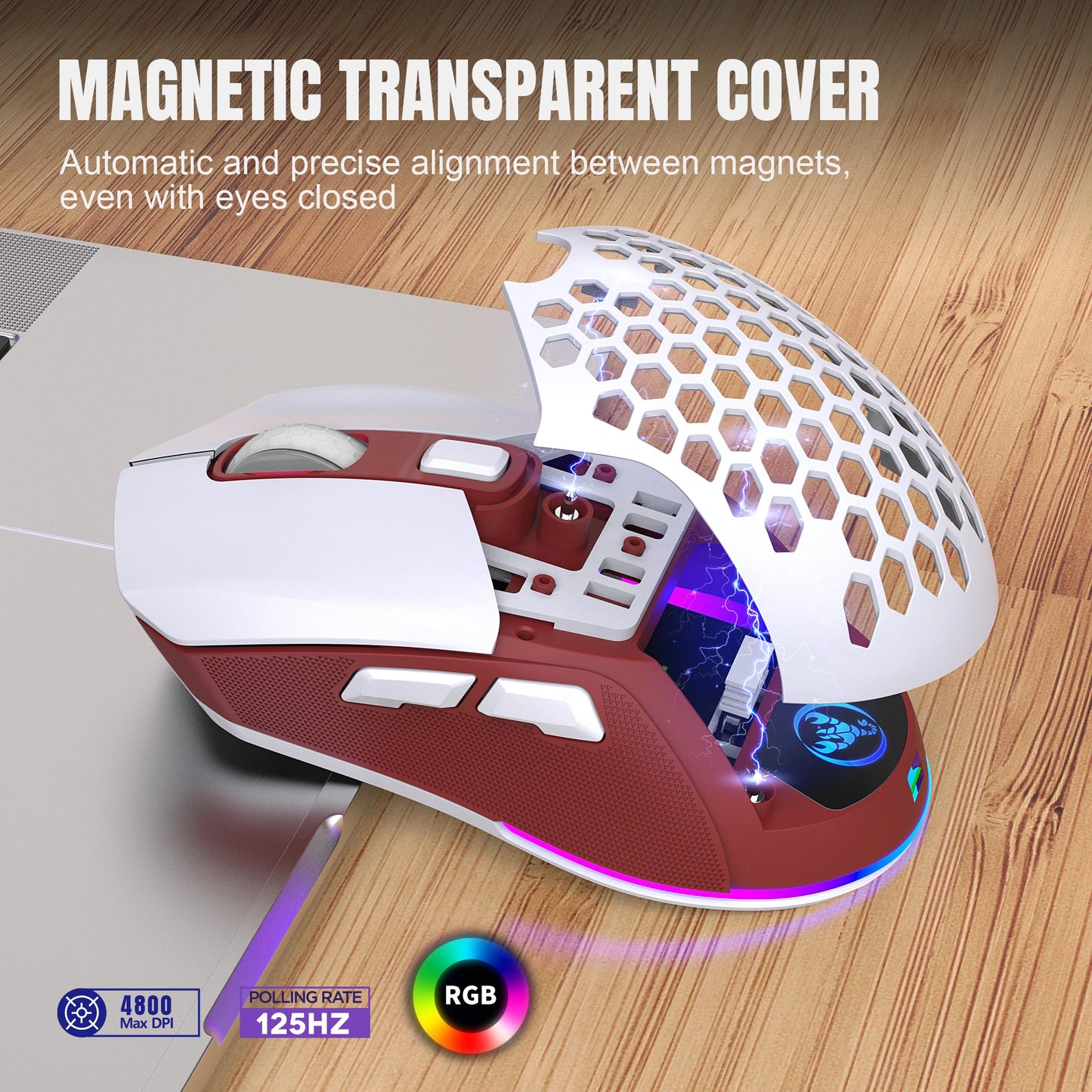 🖱️ Mouse Inalámbrico T28 Dual Modo 🔄 | RGB con Doble Cubierta 🌈 Ultraligero ✨ Batería Recargable 600mAh 🔋 Ideal para Gaming 🎮