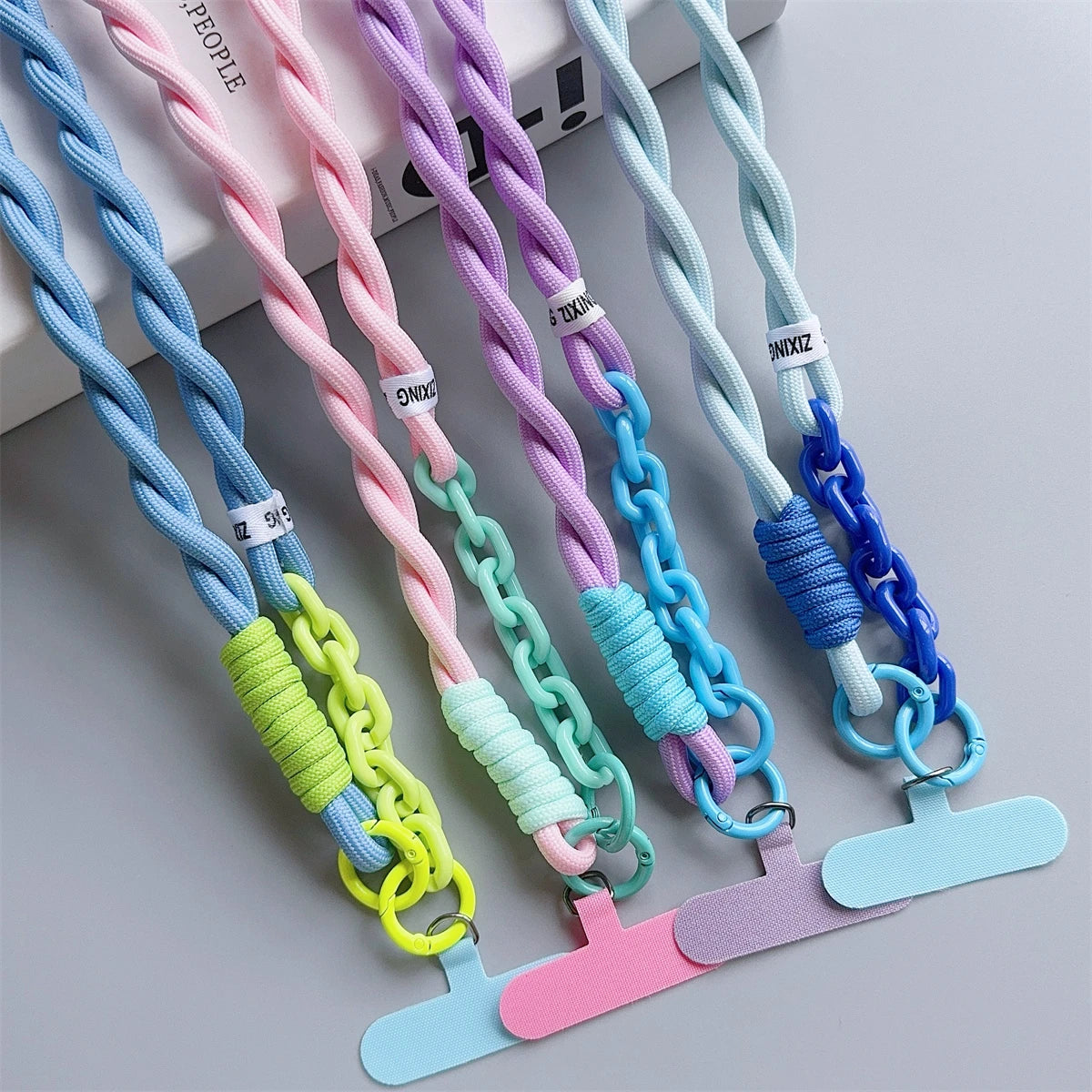 🎀 Lanyard lindo para celular – Correa acrílica universal cruzada con clip, cuerda para cuello y pulsera anticaída