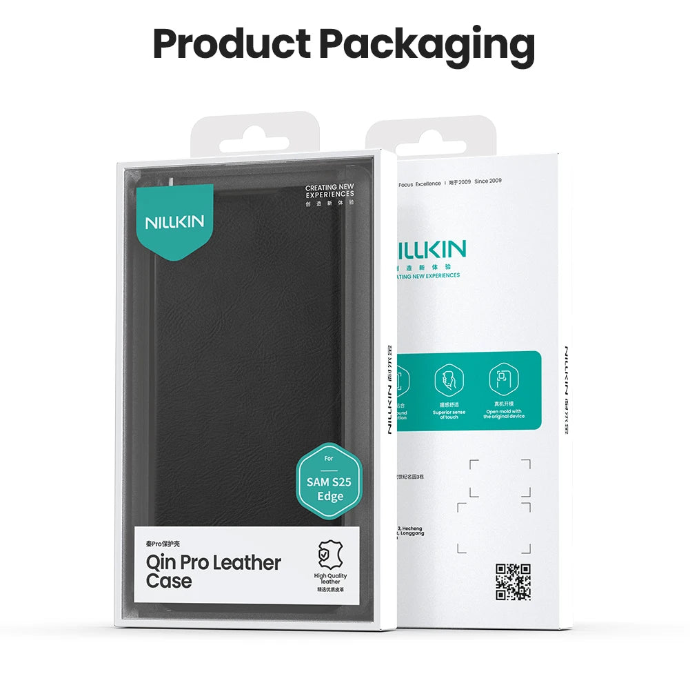 📱 Funda Galaxy S25 Edge | Leather Qin Flip con Protección de Cámara | Nillkin