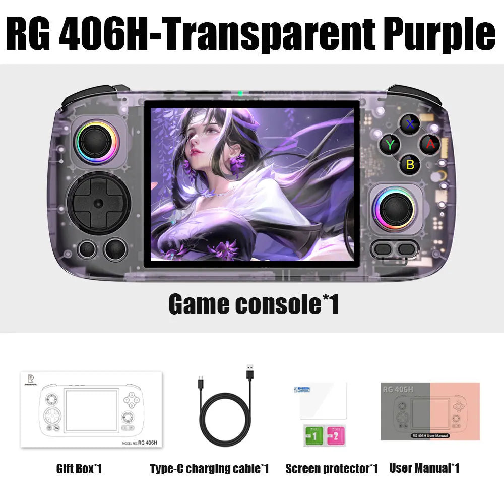 🎮🚀ANBERNIC RG406H – Potencia Android en Formato Retro Consola Portátil de 4" IPS, Android 13, Joysticks RGB y Más de 4000 Juegos
