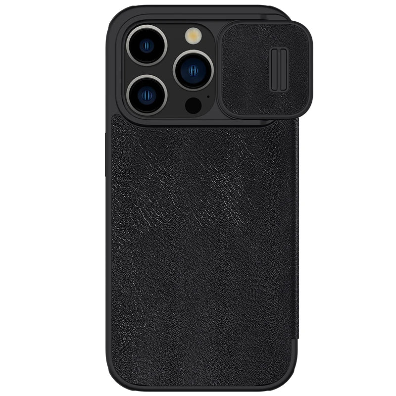 📱 Funda iPhone 15 / 15 Pro | Qin Cuero con Bolsillo y Protección de Lente | Nillkin