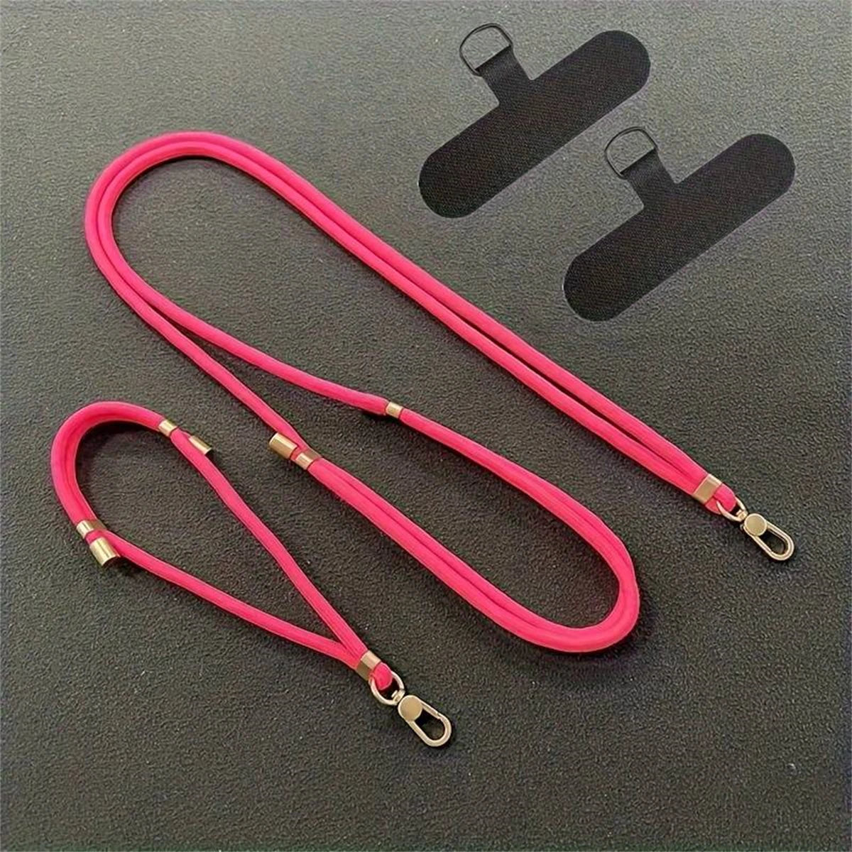 🎀 Set de 2 lanyards (corto + largo) – Correa cruzada universal con cuerda para cuello anticaída
