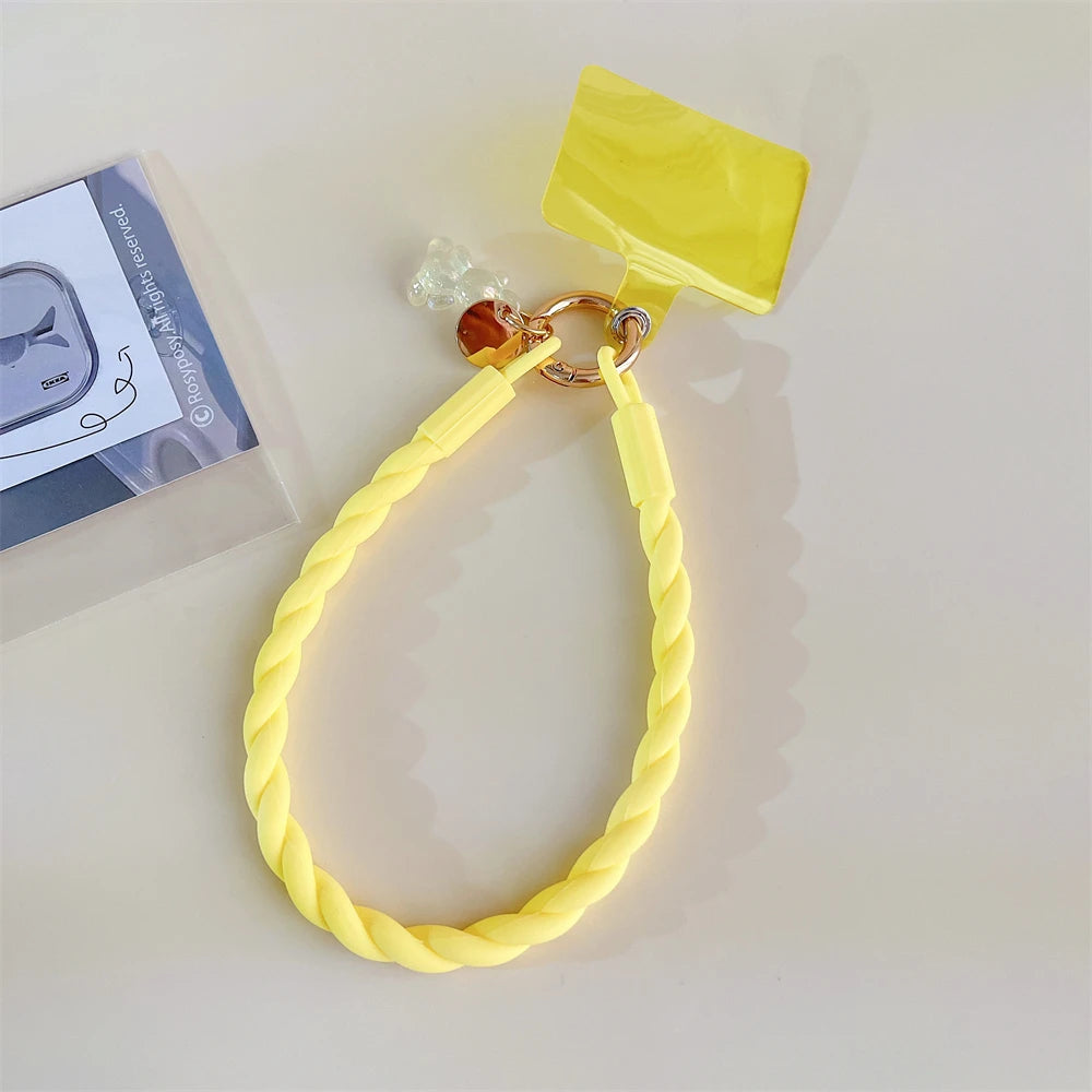 🎀 Lanyard con oso brillante – Correa cruzada larga para celular, diseño cute y deportivo