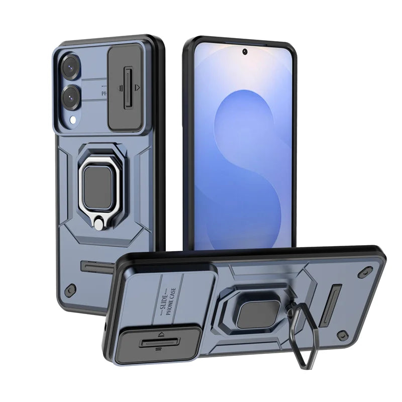 📱 Funda Galaxy A26/A36/A56/A15/A25/A35/A55/A14/A24/A34/A54/S23 Ultra/S24 FE/S25 Edge | Reforzada con anillo, soporte y cámara