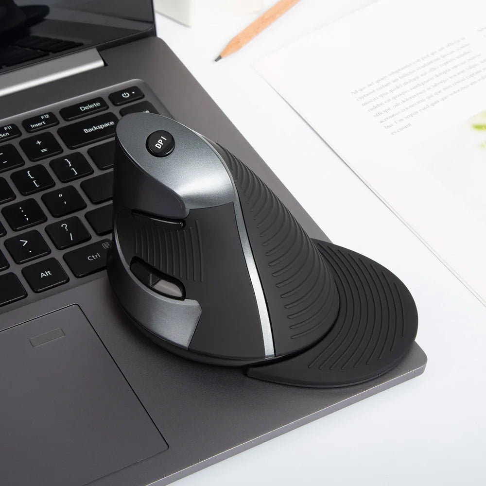 Delux 🖱️ M618GX Blanco | Mouse Vertical Ergonómico Inalámbrico 2.4GHz 🔋 6 Botones Para PC y Laptop 💻