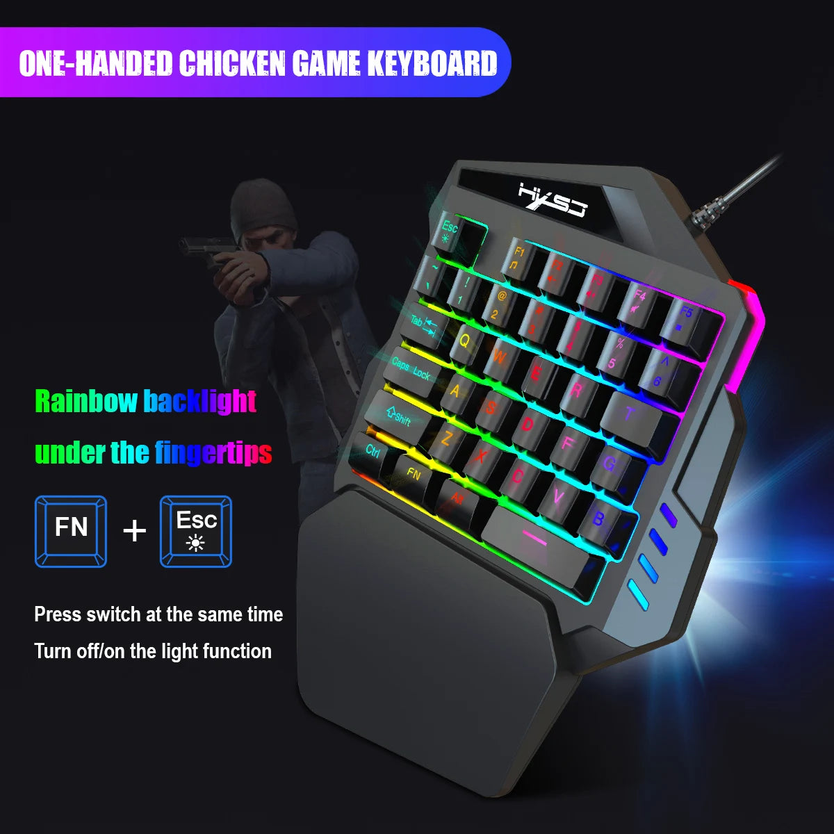 🎮 Combo Gamer Mini 35 Teclas | Teclado de Una Mano RGB 🌈 Mouse 3600 DPI 6D Alámbrico USB ⌨️ Compatible iPhone 📱