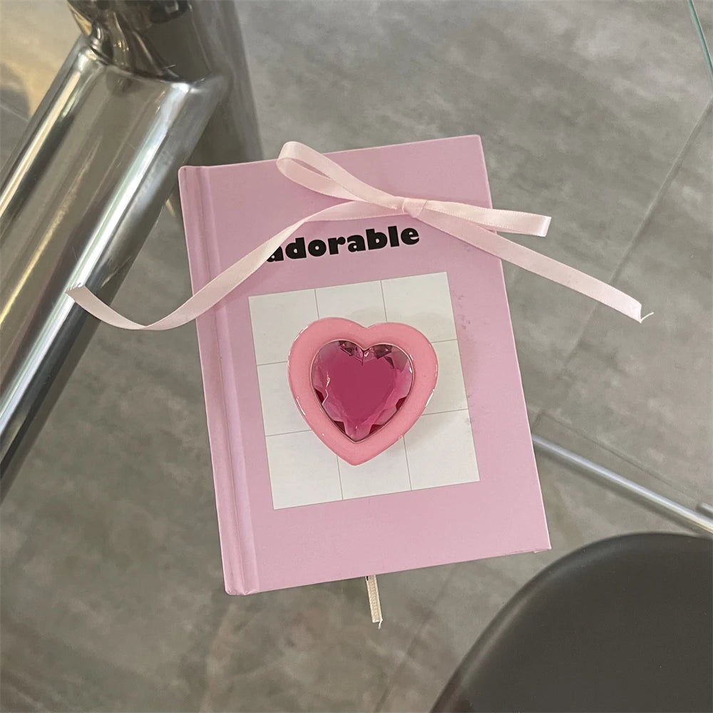 🎀 Soporte de Corazón con Diamantes – Griptok brillante de lujo, soporte para celular estilo romántico y elegante