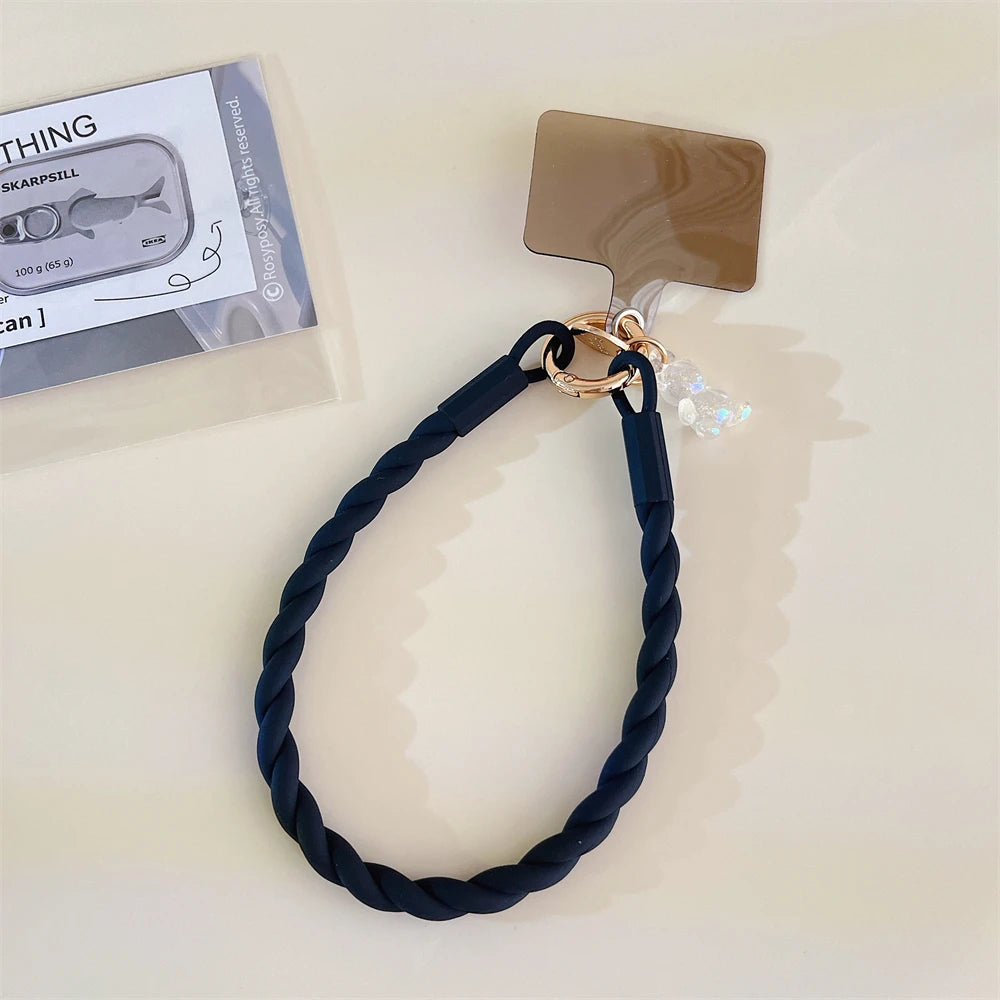 🎀 Lanyard con oso brillante – Correa cruzada larga para celular, diseño cute y deportivo