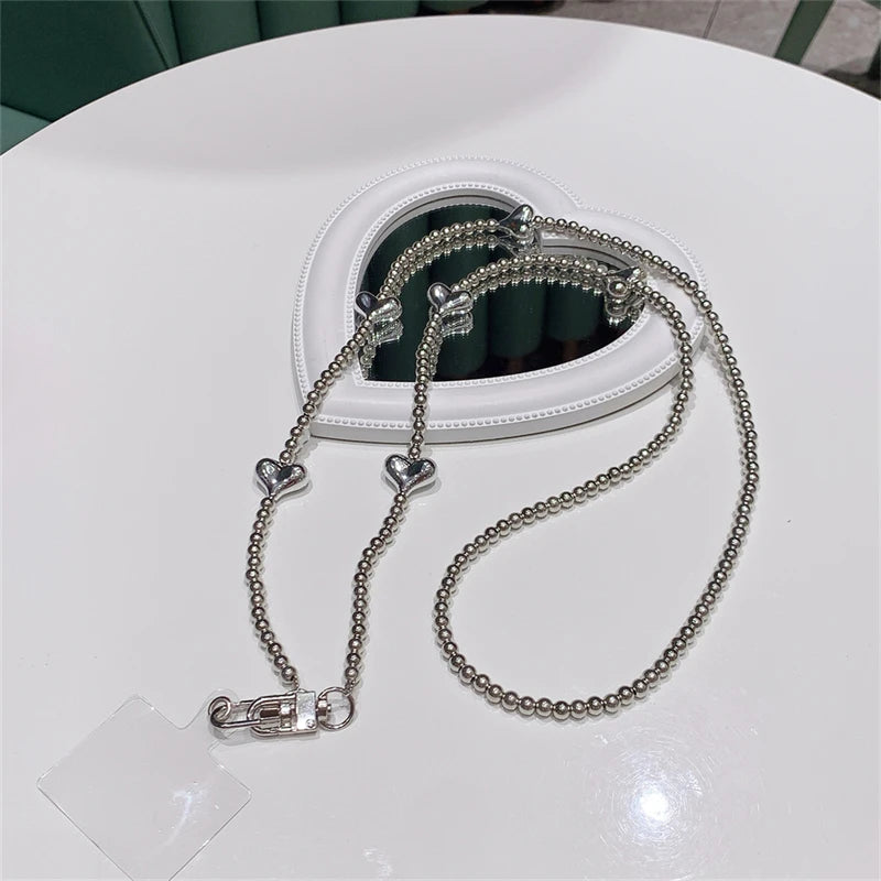 🎀 Correa Larga Bohemia con Piedras y Perlas – Lanyard de estilo elegante para celular, anti pérdida y con diseño femenino