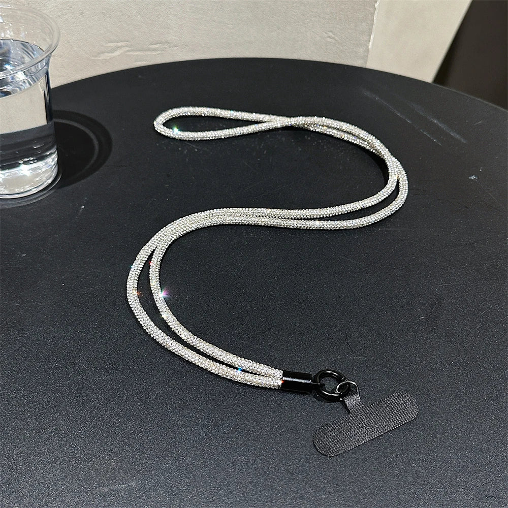 🎀 Lanyard de lujo con diamantes – Correa cruzada brillante para celular, pulsera y charm
