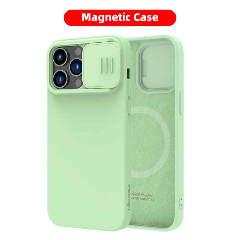 📱 Funda iPhone 14 Pro Max CamShield Silky Liquid Silicone Slide Protección Cámara Nillkin