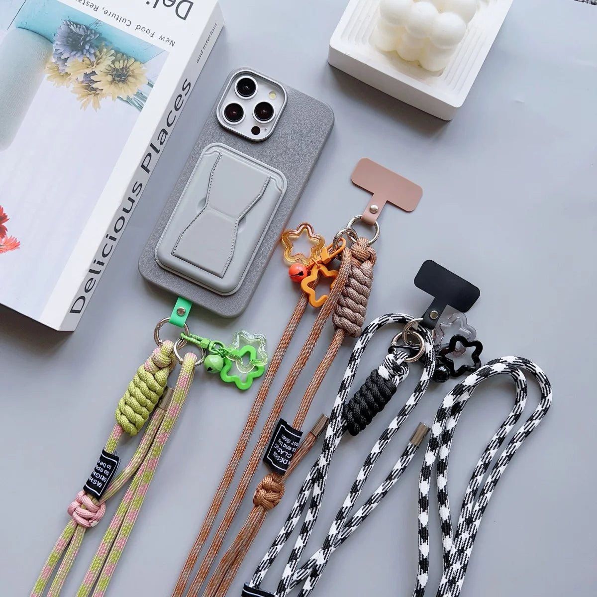 🎀 Lanyard con diseño de cuadros – Correa acrílica universal cruzada con cuerda para cuello anticaída