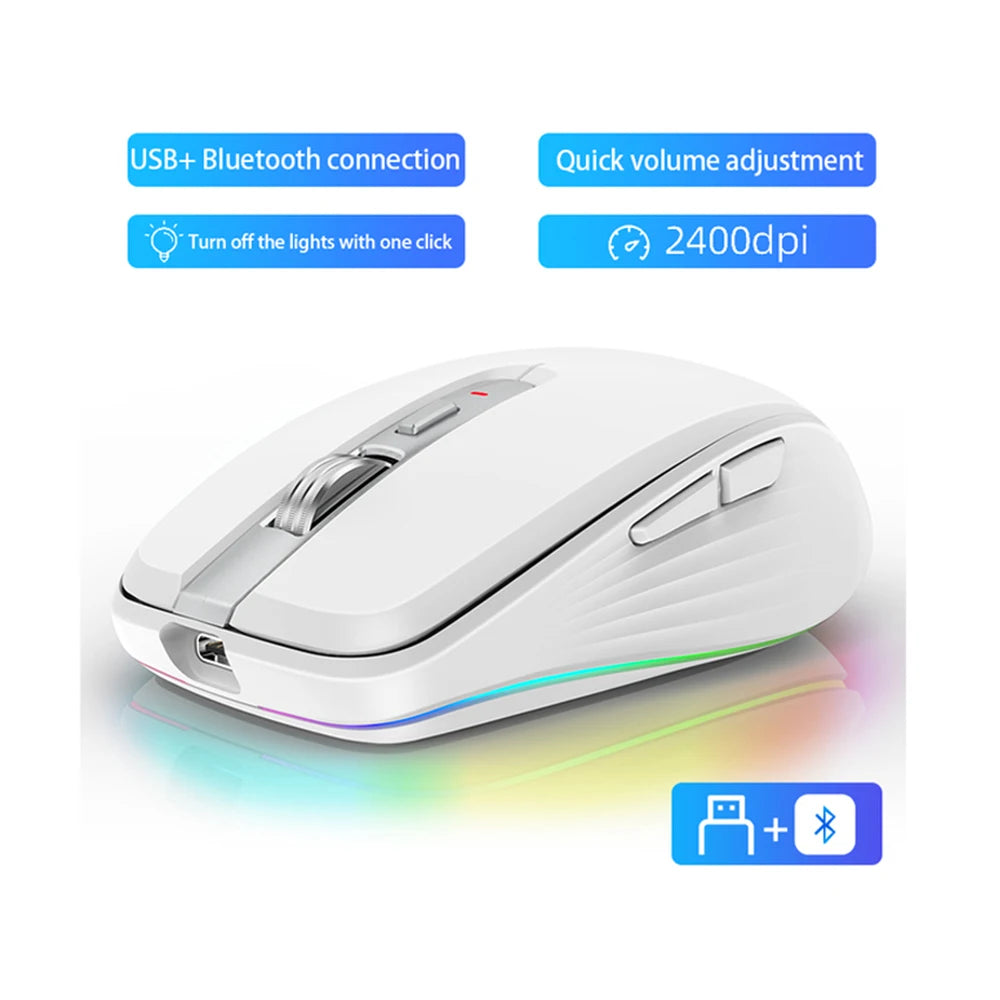 🖱️ HXSJ M303 Mouse inalámbrico 2.4G doble modo, ergonómico, RGB con retroiluminación, 6 botones, 700mAh para oficina y gaming