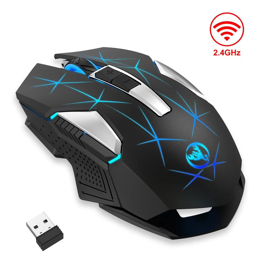 🖱️HXSJ Mouse Gamer Inalámbrico T300 2.4G | Batería Recargable 600mAh RGB Colorido Óptico 7D Para PC y Laptop