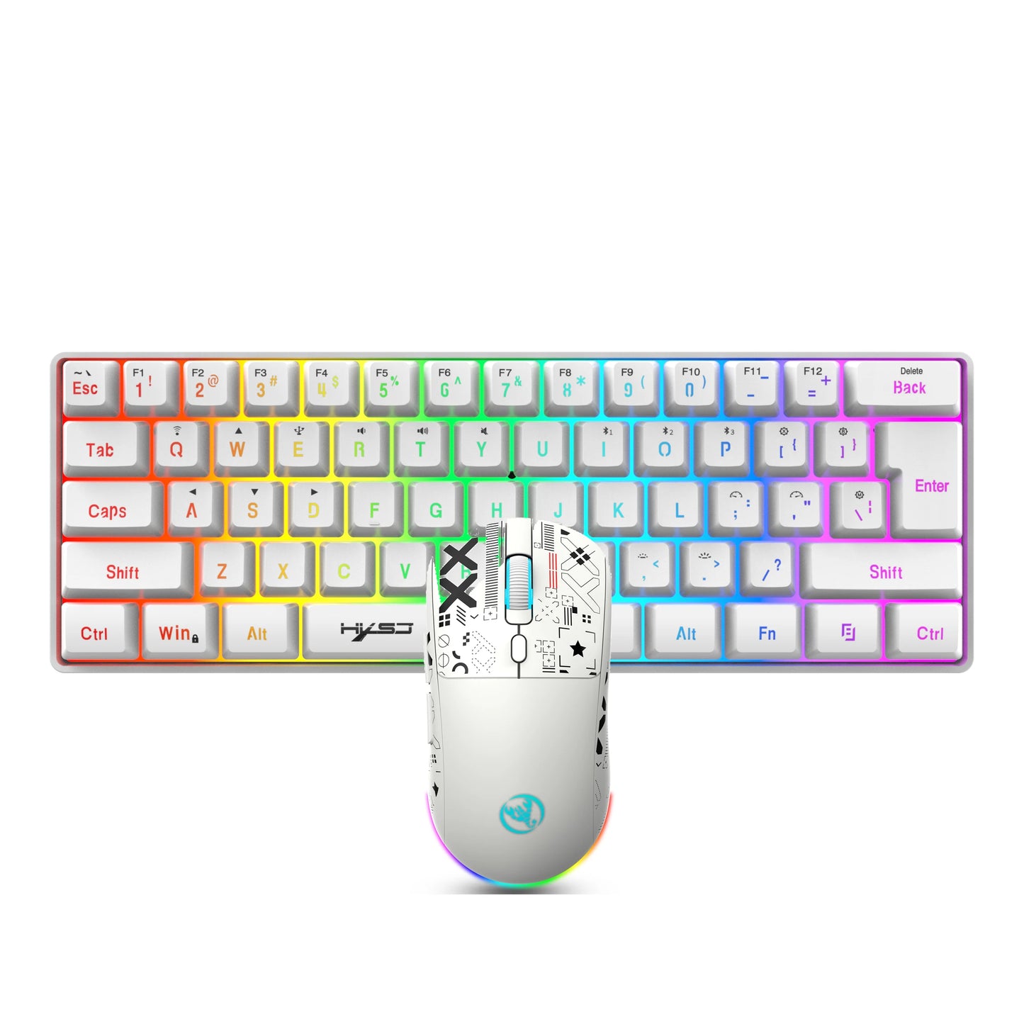 Combo Gamer Inalámbrico | Teclado Mecánico Compacto con Sensación Silenciosa RGB Retroiluminado Mouse Gamer para Desktop