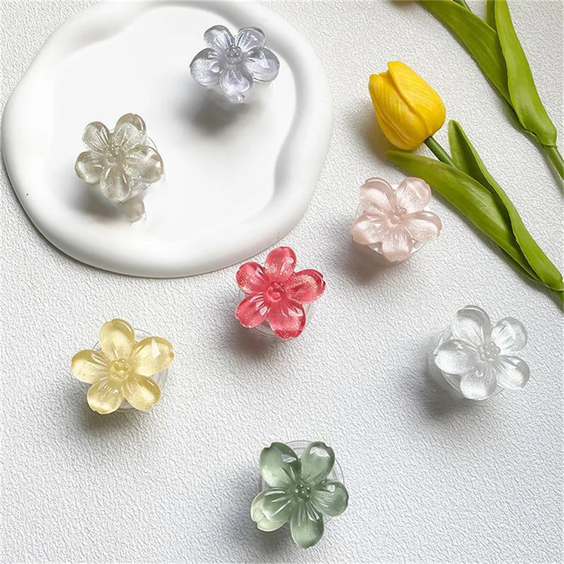 🎀 Soporte de Flor Epóxica – Griptok coreano con anillo para celular, diseño de flor con brillo cristal, ideal para iPhone y Samsung