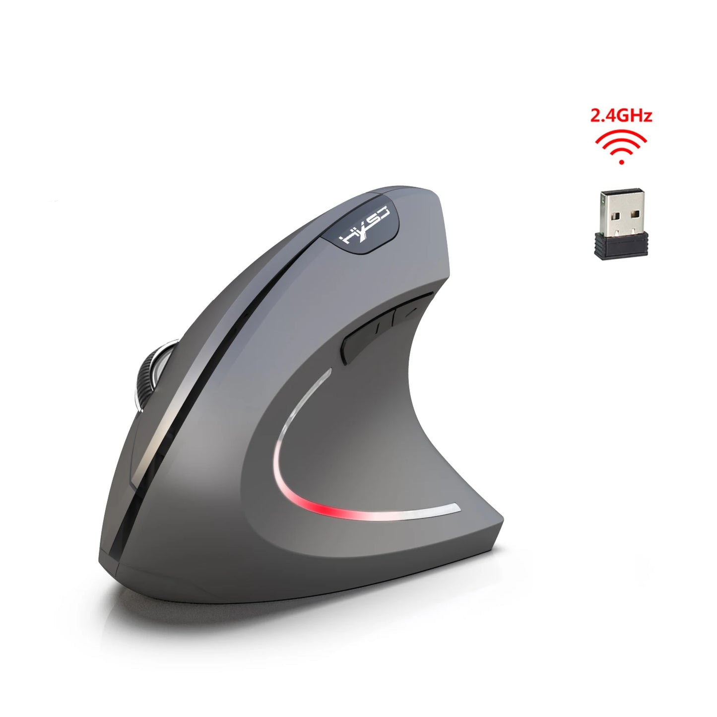 🖱️ HXSJ T24 | Mouse inalámbrico vertical 2.4G, óptico y ergonómico, con diseño saludable y retroiluminación RGB, ideal para gaming, oficina y laptop