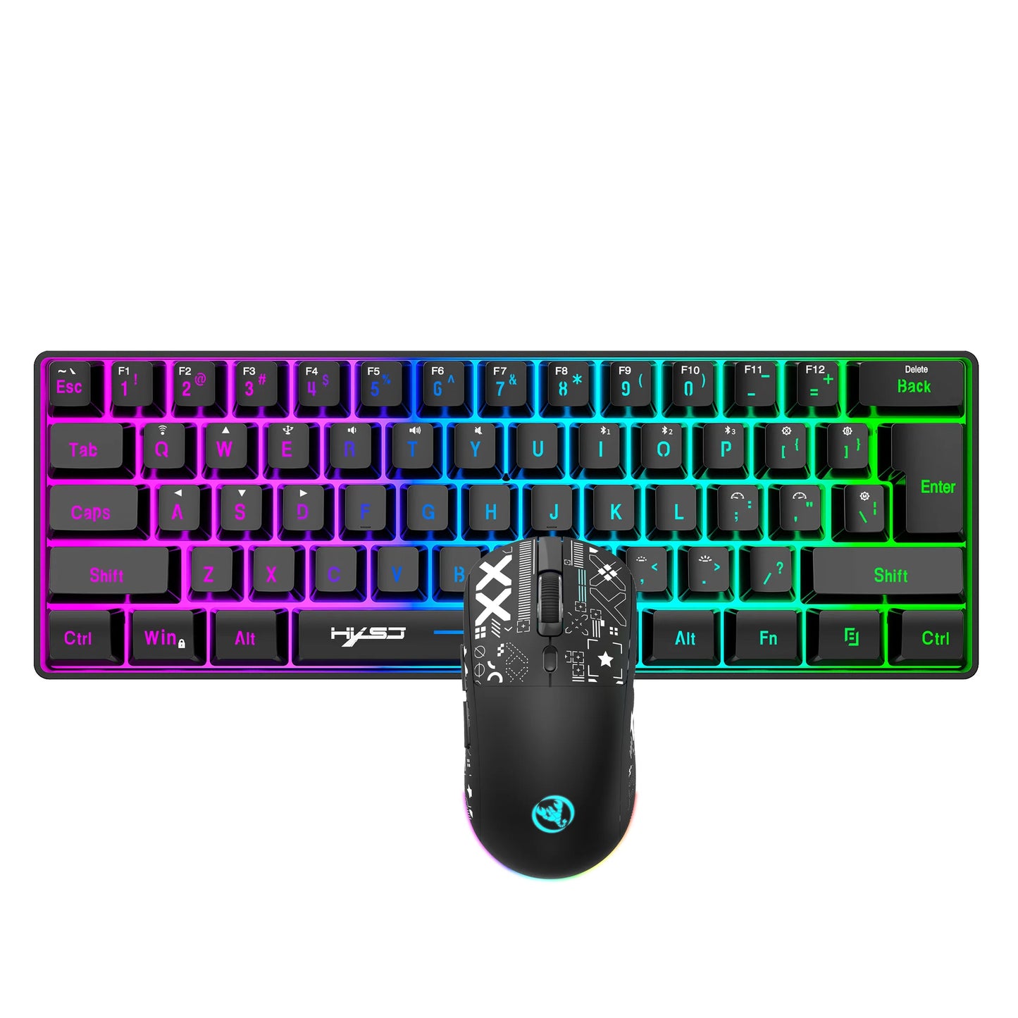 Combo Gamer Inalámbrico | Teclado Mecánico Compacto con Sensación Silenciosa RGB Retroiluminado Mouse Gamer para Desktop