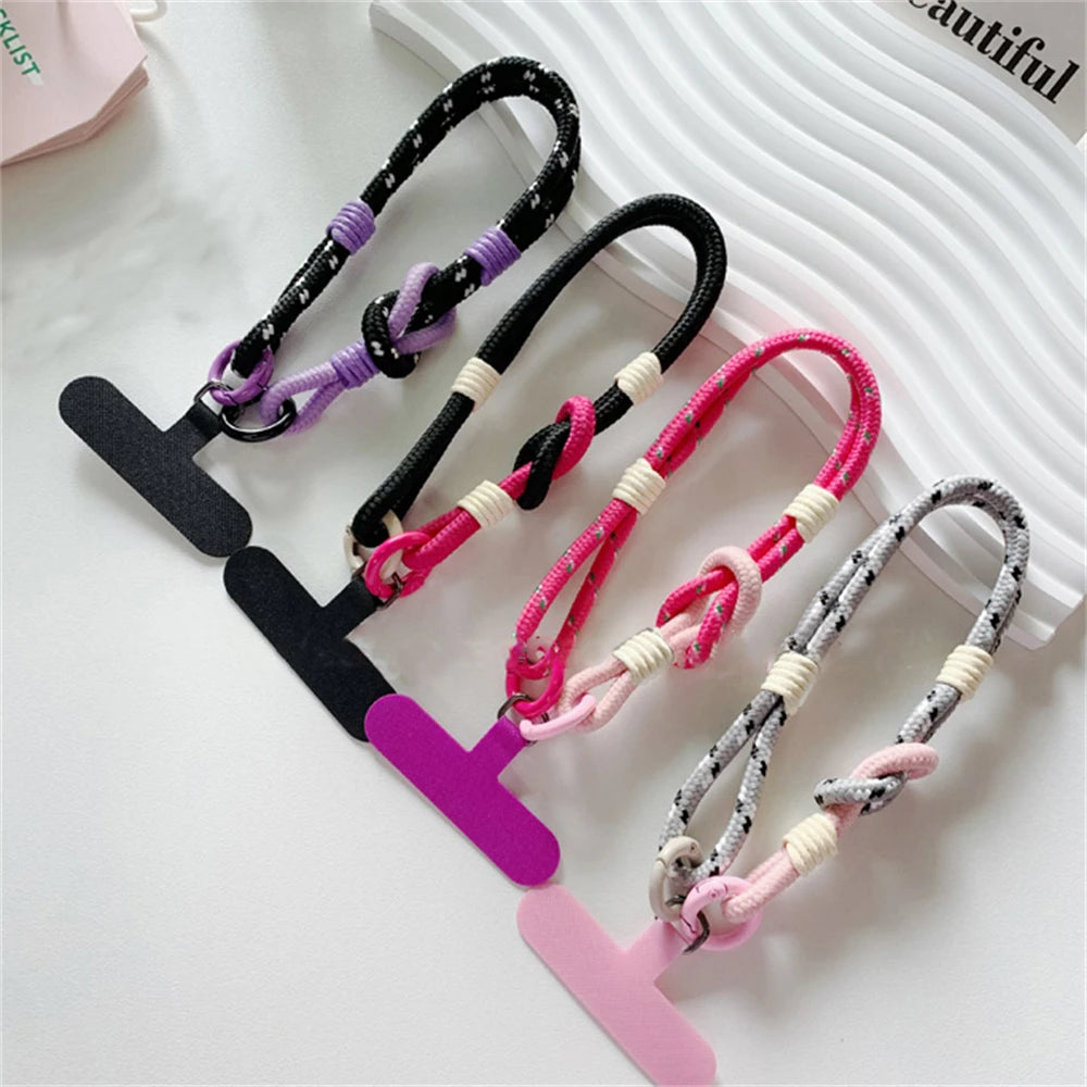 🎀 Lanyard de nailon elegante – Correa sencilla y colorida para celular con tarjeta y pulsera