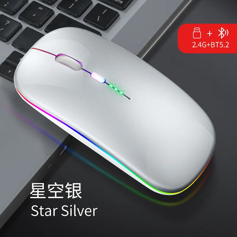 Wireless Mouse Bluetooth RGB Rechargeable Mouse Wireless Computer Silent Mause LED Backlit Ergonomic Gaming Mouse for Laptop PC