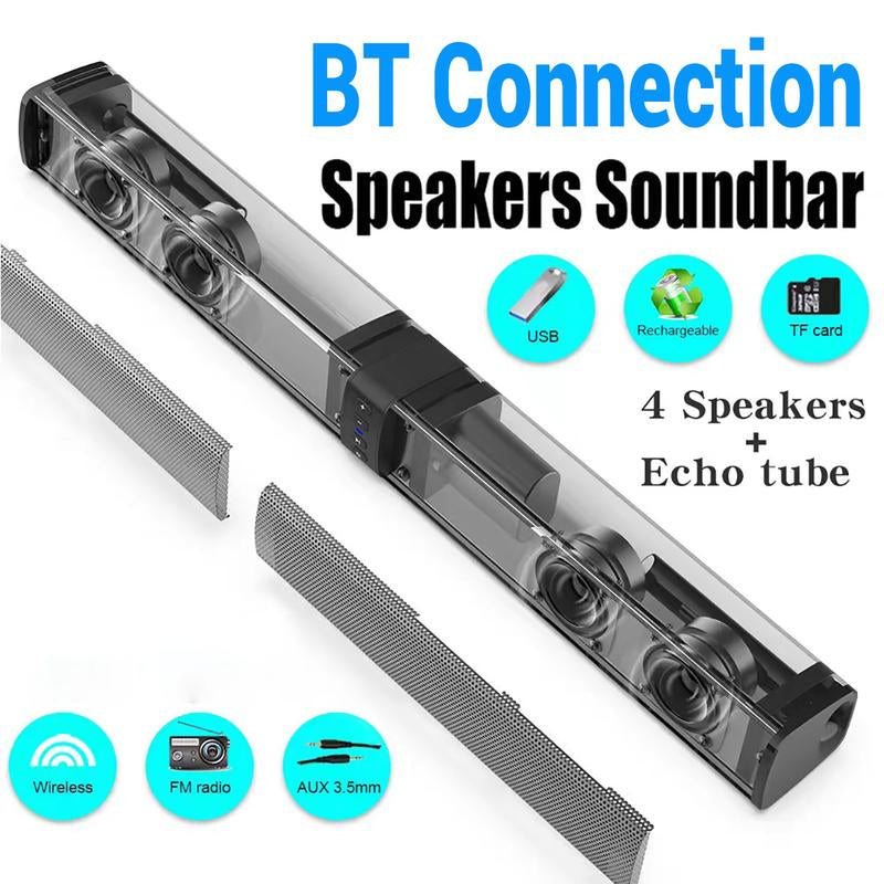 20W Sound Bar for Smart TV 2 in 1 Detachable Stereo Soundbar Bluetooth TV Surround Sound Bar Built in 4 Speaker for Home Theater