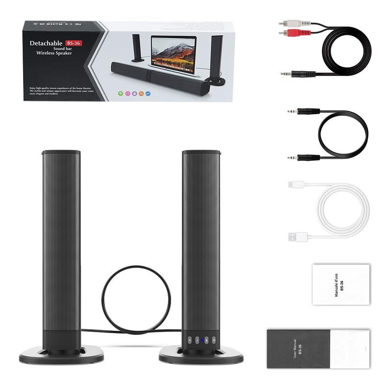 20W Sound Bar for Smart TV 2 in 1 Detachable Stereo Soundbar Bluetooth TV Surround Sound Bar Built in 4 Speaker for Home Theater