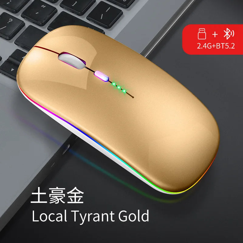 Wireless Mouse Bluetooth RGB Rechargeable Mouse Wireless Computer Silent Mause LED Backlit Ergonomic Gaming Mouse for Laptop PC