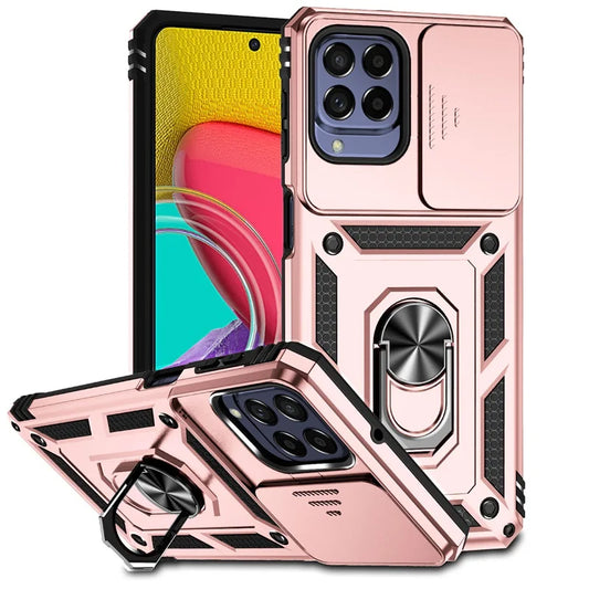 📱 Funda Galaxy M34 5G | Bumper híbrido con anillo y tapa de cámara