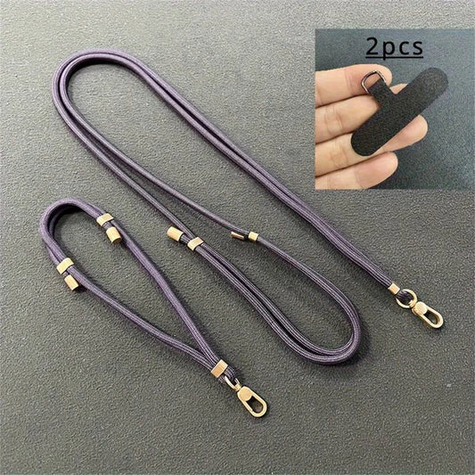 🎀 Set de 2 lanyards (corto + largo) – Correa cruzada universal con cuerda para cuello anticaída
