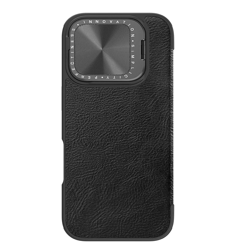 📱 Funda iPhone 16 Pro Max | Cuero Flip Qin Prop con Tarjetero y Protección de Lente | Nillkin