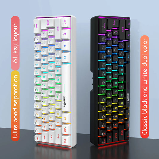 ⌨️ HXSJ Teclado Gamer L500 Tri-Modo | Alámbrico + Inalámbrico 🔄 60% Compacto 💡 Retroiluminación RGB
