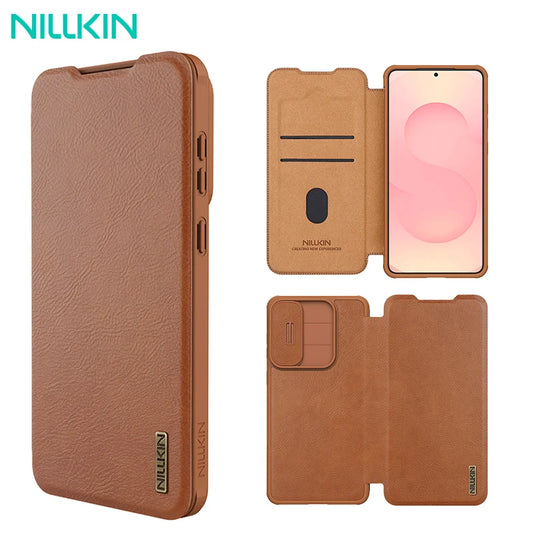 📱 Funda Galaxy S25 Edge | Leather Qin Flip con Protección de Cámara | Nillkin