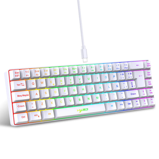 Teclado Gamer 69 Teclas en Español ⌨️ Diseño Compacto 68%  Retroiluminación RGB  Alámbrico  Ideal para Oficina y Gamers 🎮