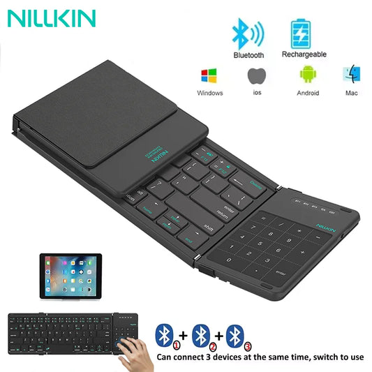 📱 Teclado Bluetooth Plegable con Touchpad + Smartphone/PC/Tablet Nillkin